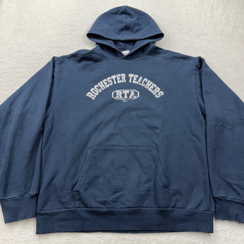 Union Line Rochester Teachers RTA‎ Hoodie Navy Blue Union Made USA Mens Large